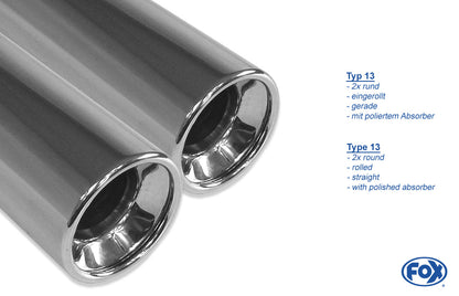 FOX VW Polo 6N Endschalldämpfer Ausgang rechts/links - 2x70 Typ 13 rechts/links