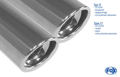FOX VW Scirocco - 13 Endschalldämpfer Ausgang rechts/links Ø55mm - 2x76 Typ 17 rechts/links