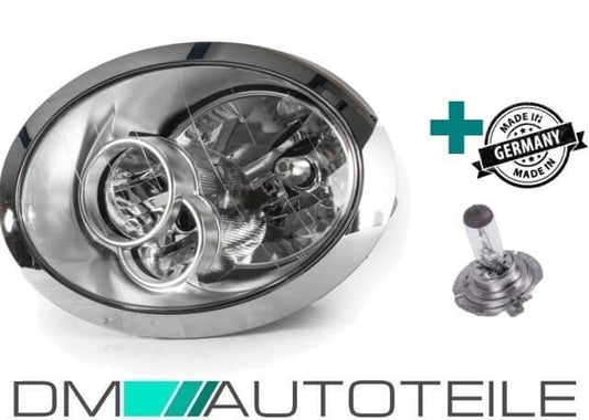 Scheinwerfer Set links Chrom H7/H7 + Birne passend für BMW Mini R50 R52 R53 Bj. 04-06 Facelift