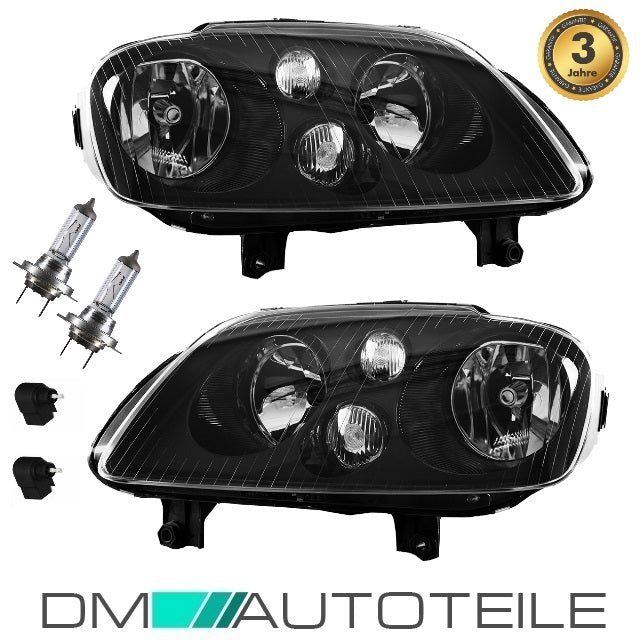 Scheinwerfer RECHTS & LINKS Schwarz + H7 passt für VW Caddy 04-10 Touran 03-06