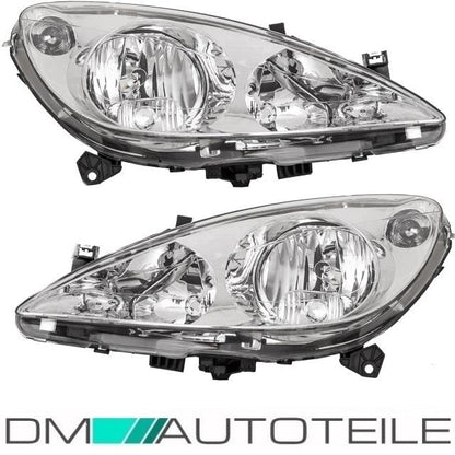 Set Peugeot 307 Scheinwerfer Klarglas Links & Rechts Bj 01-05 + Stellmotor H7/H1