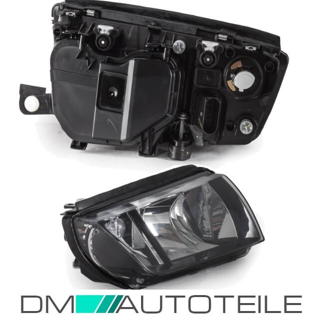 Set für Skoda Fabia 6Y Scheinwerfer RE+LI Chrom Schwarz Bj 99-07 für LWR H7/H3 +1 Satz H7 Birnen