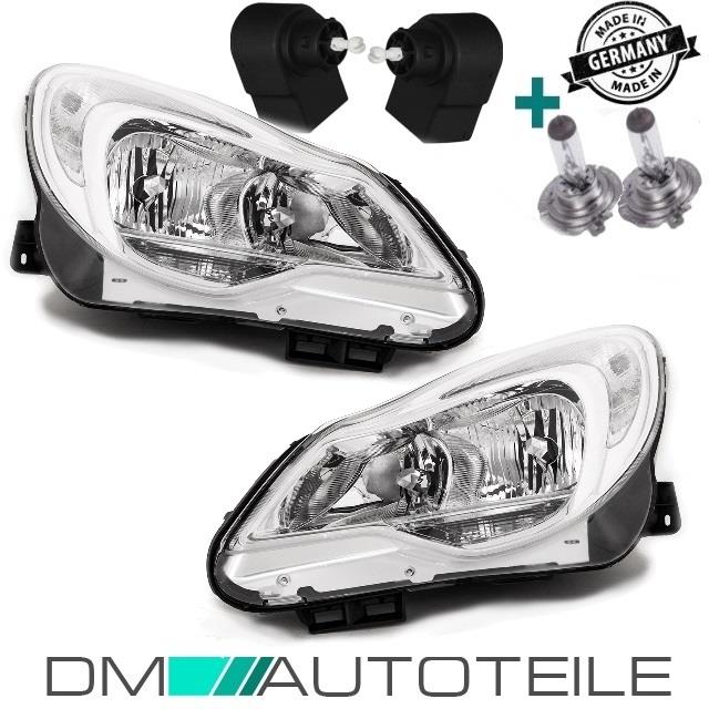 Set Opel Corsa D Scheinwerfer rechts & links Klarglas 11-14 Facelift + Tagfahrlicht H7/H1 +Birnen