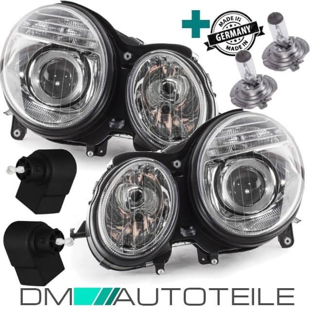Set Mercedes W211 Scheinwerfer Rechts & Links Bj 06-09 + Stellmotor H7/H7+ 2x H7 Birnen