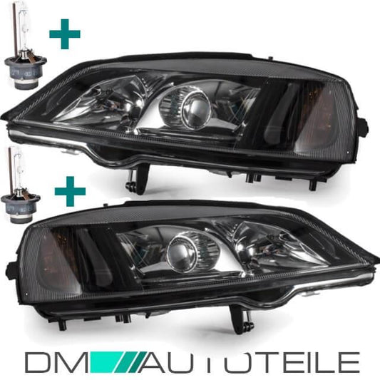 Set Opel Astra G Xenon Scheinwerfer RE+LI Schwarz D2S/H7 Bj 97-04 +2x Philips Brenner