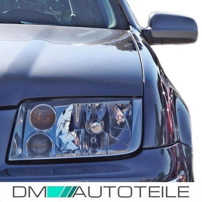 Scheinwerfer SET Klarglas Chrom H4/H3 mit Nebel + H4 Birnen passt für VW Bora 1J