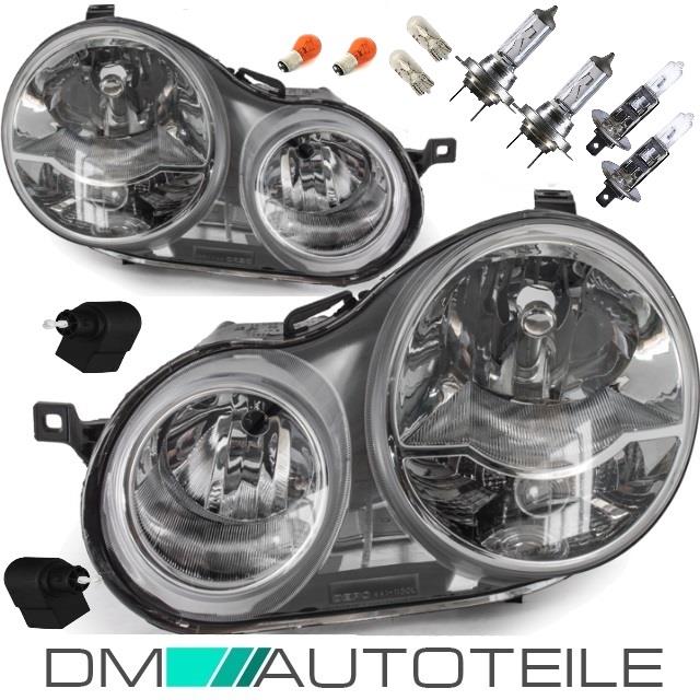 Scheinwerfer SET Links Rechts 2x Motor + 8x Birnen passt für VW Polo 9N 01-05