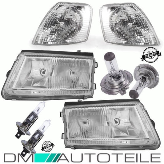 Scheinwerfer SET H7/H1 ohne Nebel +Blinker Weiß + 4x Birnen passt für VW Passat 3B