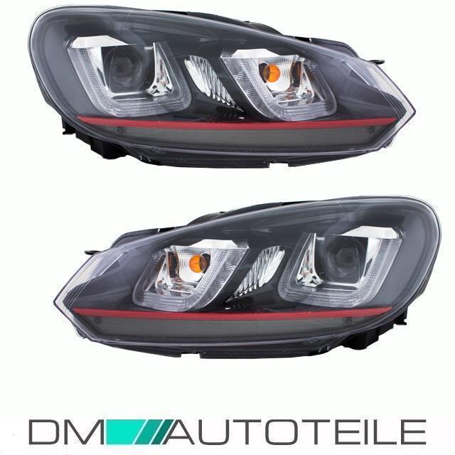 ORIGINAL DM Scheinwerfer SET Rote Leiste 3D LED passt für VW Golf 6 ab 2008-2012