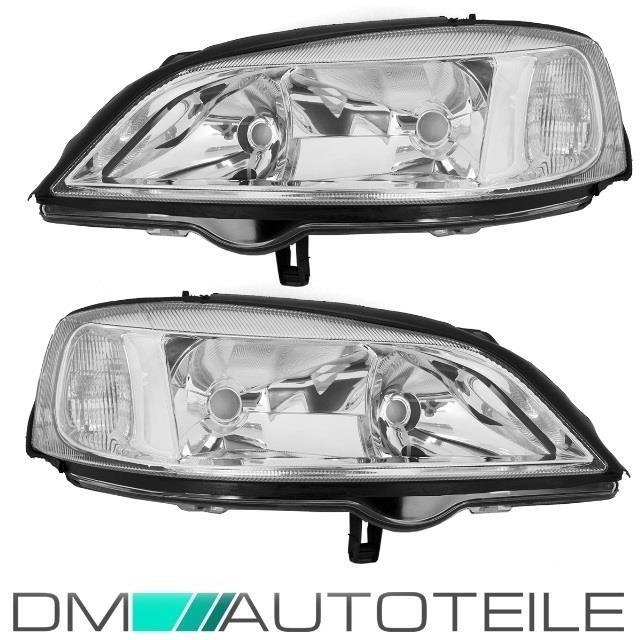 Set Opel Astra G Scheinwerfer RE+LI Klarglas Chrom H7/HB3 bj. 97-04-2x H7 Philips Birnen