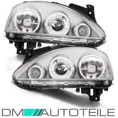 Set Opel Corsa C Scheinwerfer Klarglas Chrom H7/H7 Bj 00-06 +4x H7 Philips Birnen