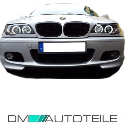 Set Limousine Touring CCFL Angel Eyes Scheinwerfer Schwarz H7/H7 passend für BMW E46 Bj 01-05+ 4x H7 Osram Birnen