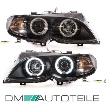 2x CCFL Angel Eyes Scheinwerfer Schwarz+PHILIPS XENON passt für BMW E46 FACELIFT