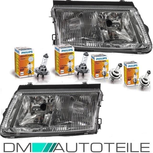 Scheinwerfer SET H7/H4 mit NSW + 4tlg.Philips Birnen Set passt für VW Passat 3B ab 97-00