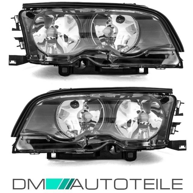 SET SCHEINWERFER 99-01 Re + Li Schwarz +Motor passt für BMW 3er E46 2/3 Türer