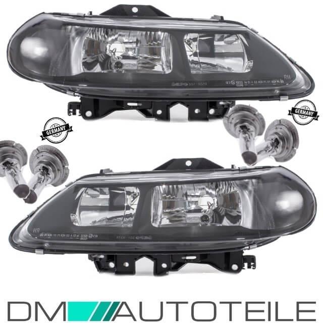 Set Renault Laguna Scheinwerfer rechts & links H7/H7 Klarglas Schwarz Bj 98-01 + Satz H7 Birnen
