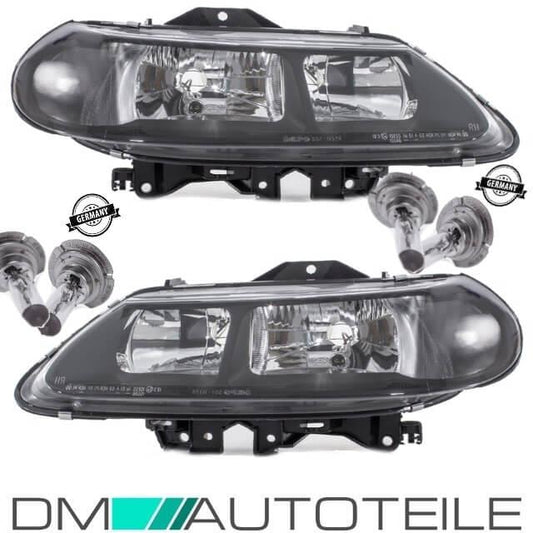 Set Renault Laguna Scheinwerfer rechts & links H7/H7 Klarglas Schwarz Bj 98-01 + Satz H7 Birnen