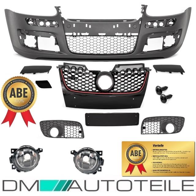 Stoßstange Vorne + Wabengitter KOMPLETT+ Nebelscheinwerfer passt für VW Golf 5