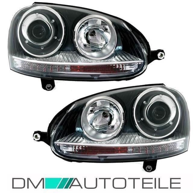 Scheinwerfer SET SCHWARZ Komplett SET + VOLL LED Rückleuchten passt für Golf 5