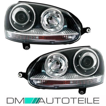 Scheinwerfer SET SCHWARZ Komplett SET + VOLL LED Rückleuchten passt für Golf 5