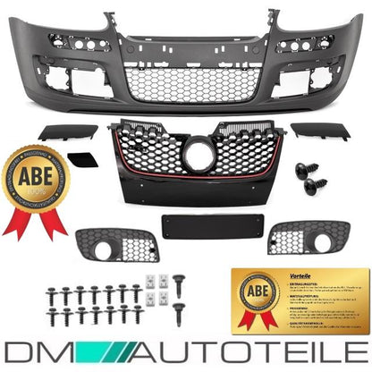 STOßSTANGE Vorne SET + GITTER + ZUBEHÖR KOMPLETT + ABE für VW Golf 5 V UMBAU GTI