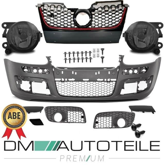 Stoßstange vorne + Montageschrauben + Nebel Schwarz für VW Golf 5 GTI Umbau +ABE