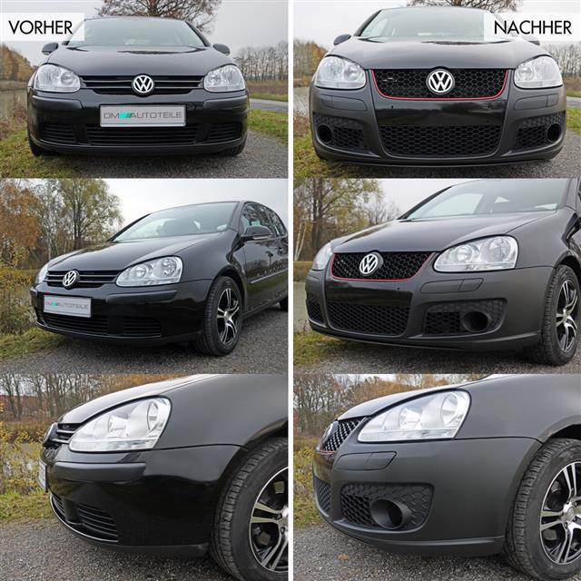 Stoßstange vorne + Montageschrauben + Nebel Schwarz für VW Golf 5 GTI Umbau +ABE