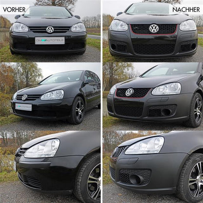 Stoßstange vorne + Montageschrauben + Nebel Schwarz für VW Golf 5 GTI Umbau +ABE