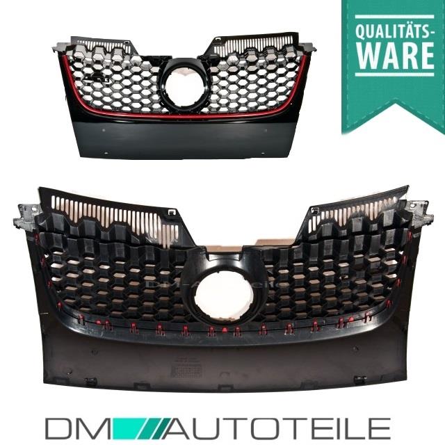 Frontgrill Kühlergrill Wabengrill passt für VW Golf 5 mit GTI Emblem Rote Leiste