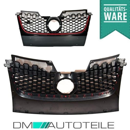 Frontgrill Kühlergrill Wabengrill passt für VW Golf 5 mit GTI Emblem Rote Leiste