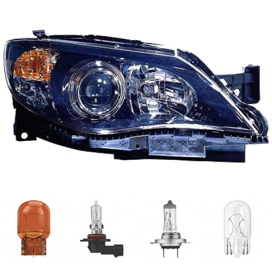 Hauptscheinwerfer rechts H7/HB3 passt für Subaru Impreza Schrägheck 07-11 inklusive Leuchtmittel/Birnen