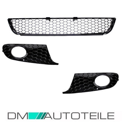 Gitter SET Stoßstange Wabendesign Glanz Schwarz nur Serie passt für VW Golf 6