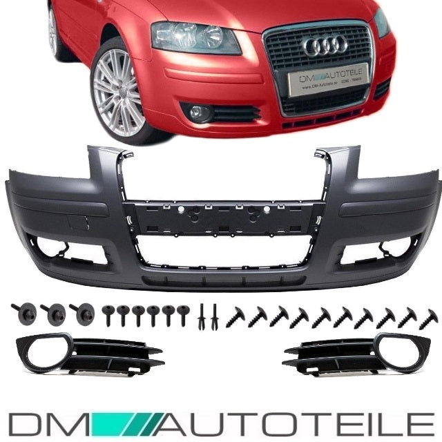 Stoßstange vorne + Gitter für Nebelscheinwerfer + Schrauben passt für Audi A3 8P 05-08