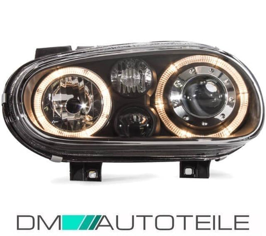 Scheinwerfer Angel Eyes Schwarz DEPO passt für VW Golf 4 ab 1997-2006