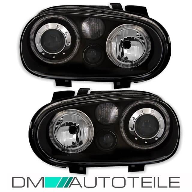 Scheinwerfer Angel Eyes Schwarz DEPO passt für VW Golf 4 ab 1997-2006
