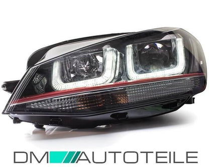 Scheinwerfer SET H7 H1 Rote Leiste + 3D LED Tagfahrlicht passt für VW Golf 7