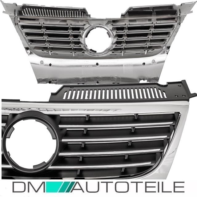 Kühlergrill Frontgrill Chrom Schwarz mit PDC passt für VW Passat 3C ab 2005-2010