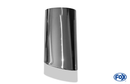 FOX Anschweißendrohr Typ 38 - Links 160x90 mm / Länge: 200 mm - oval  - seitlich nach links 15°, sowie 15° nach unten abgeschrägt / eingerollt / ohne Absorber