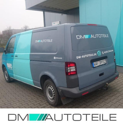 Rückleuchten SET Rot Schwarz + Birnen SET passt für VW T5 mit Heckklappe 03-09