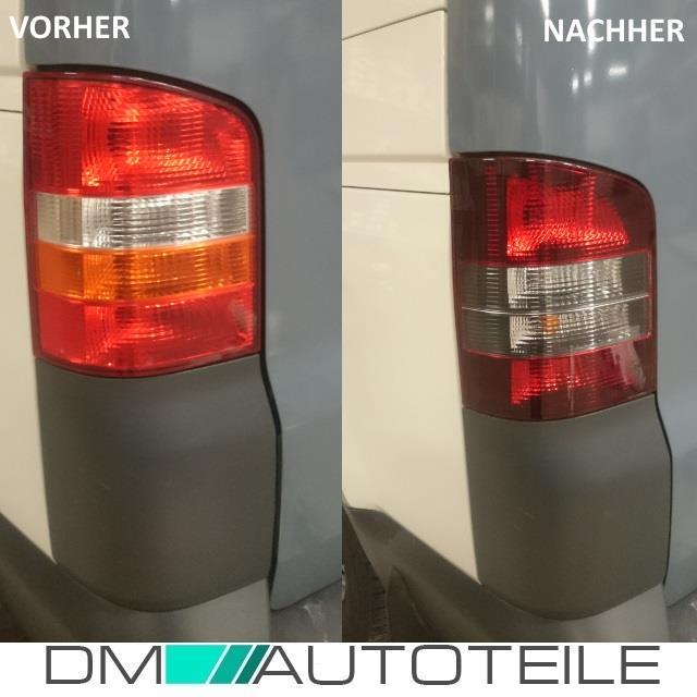 Rückleuchten SET Rot Schwarz + Birnen SET passt für VW T5 mit Heckklappe 03-09