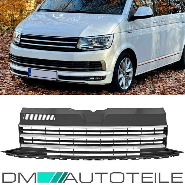 Kühlergrill für VW T6 Bj 15-19 Front Grill schwarz chrom 3 Rippen