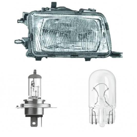 Scheinwerfer Halogen H4 links passend für Audi 80 Limousine Avant B4 1991-1996 inklusive Leuchtmittel/Birnen