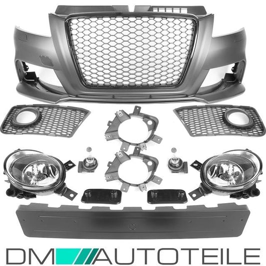 Stoßstange vorne + Wabengrill Schwarz passt für Audi A3 8P 8PA ab 08-12 kein RS3