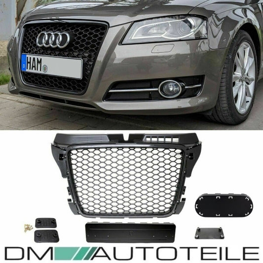 Kühlergrill Wabengrill Schwarz Glanz passt für Audi A3 8P Facelift 08-13 und RS3