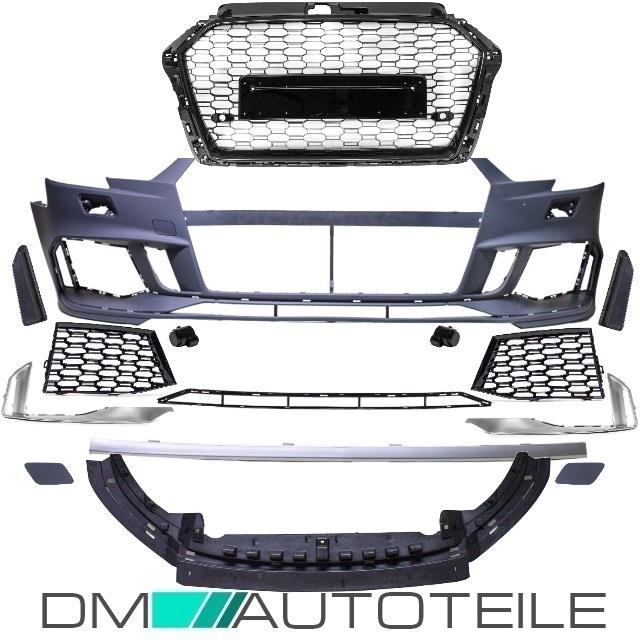 Audi A3 8V Facelift 3/5 Türer Sport Stoßstange vorne + Zubehörpaket Schwarz für RS3 Modelle ab bj.16>