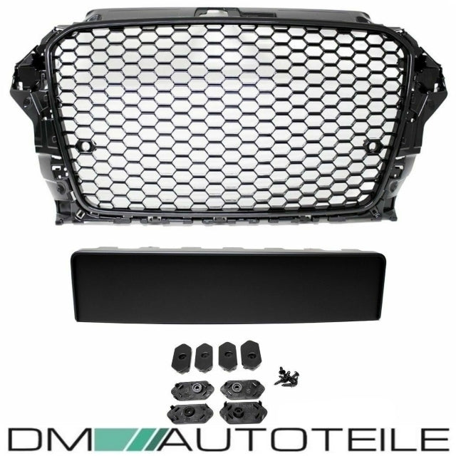 Stoßstangengitter SET + Kühlergrill Wabendesign Paket Schwarz Audi A3 8V 12-16