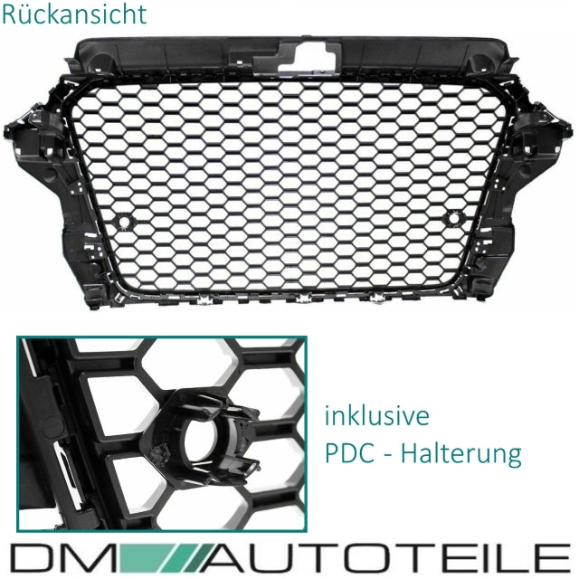 Stoßstangengitter SET + Kühlergrill Wabendesign Paket Schwarz Audi A3 8V 12-16