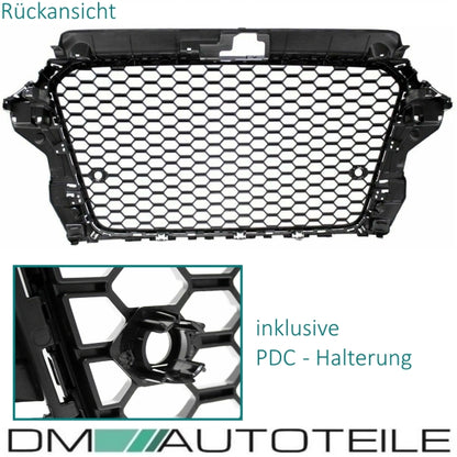 Stoßstangengitter SET + Kühlergrill Wabendesign Paket Schwarz Audi A3 8V 12-16