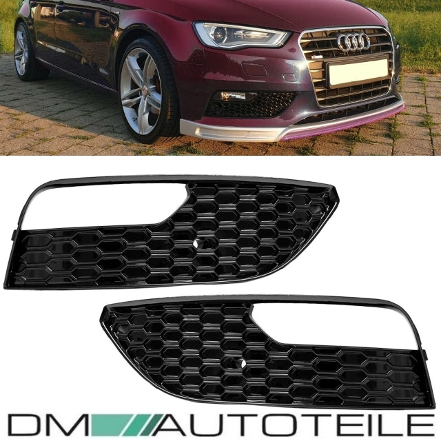 Stoßstangengitter SET + Kühlergrill Wabendesign Paket Schwarz Audi A3 8V 12-16