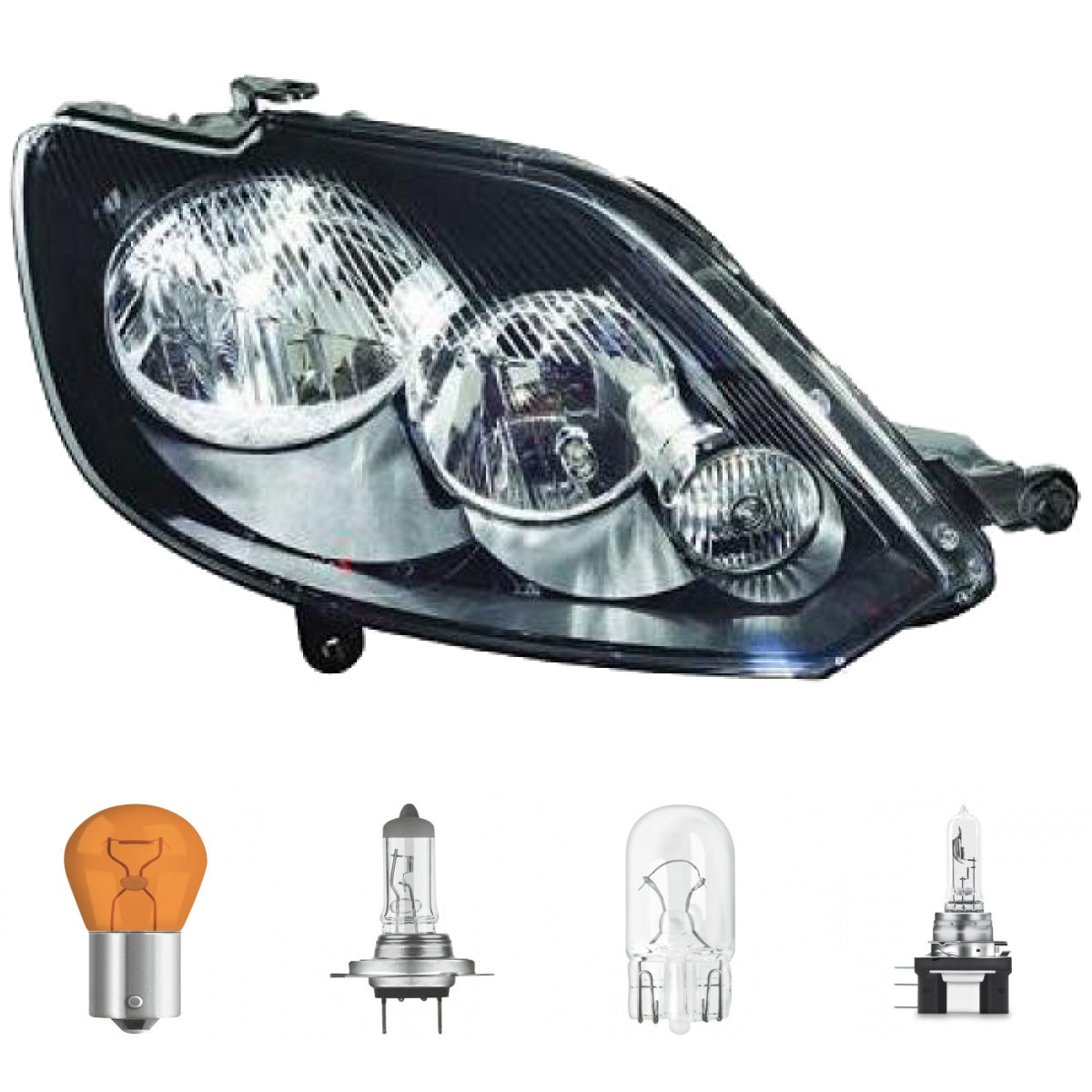 Scheinwerfer H15/H7 Depo rechts passt für VW Golf Plus (521) ab 2009-2014 inklusive Leuchtmittel/Birnen